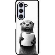 Coque Samsung Galaxy Z Fold5 - Silicone rigide noir Loutre papier de toilette
