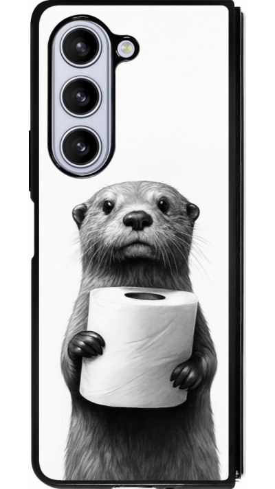 Samsung Galaxy Z Fold5 Case Hülle - Silikon schwarz Otter Toilettenpapier