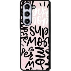 Coque Samsung Galaxy Z Fold5 - Silicone rigide noir Mom 2024 Super mom