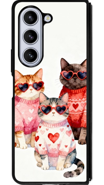 Samsung Galaxy Z Fold5 Case Hülle - Silikon schwarz Saint Valentines Day 26 Cat Love