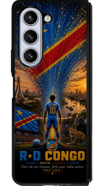 Samsung Galaxy Z Fold5 Case Hülle - Silikon schwarz Fussball Demokratische Republik Kongo splash 2026