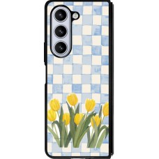 Coque Samsung Galaxy Z Fold5 - Silicone rigide noir Blue vichy tulips Spring 2026