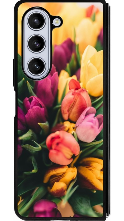Samsung Galaxy Z Fold5 Case Hülle - Silikon schwarz Bouquet of tulips Spring 2026