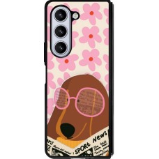 Samsung Galaxy Z Fold5 Case Hülle - Silikon schwarz Dog with newspaper Spring 2026