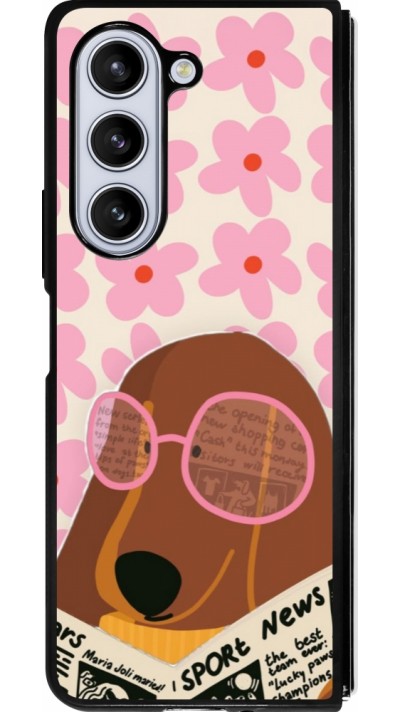 Samsung Galaxy Z Fold5 Case Hülle - Silikon schwarz Dog with newspaper Spring 2026