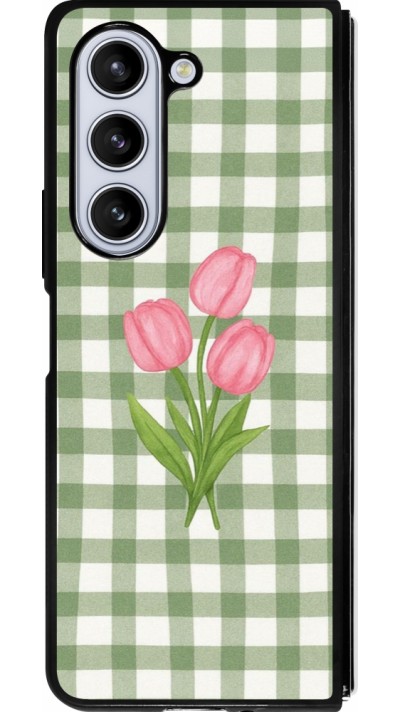 Samsung Galaxy Z Fold5 Case Hülle - Silikon schwarz Green vichy tulips Spring 2026