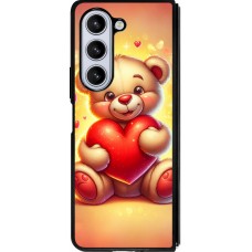 Coque Samsung Galaxy Z Fold5 - Silicone rigide noir Valentine 2024 Teddy love