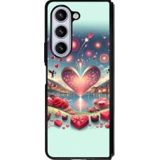 Coque Samsung Galaxy Z Fold5 - Silicone rigide noir Valentine 2025 Chic