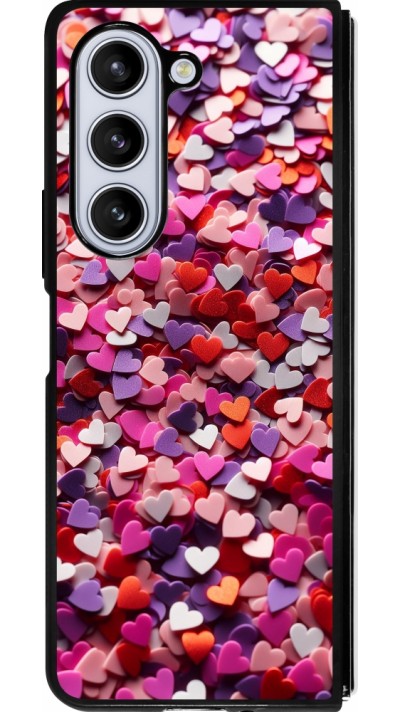 Coque Samsung Galaxy Z Fold5 - Silicone rigide noir Valentine 2025 Confetti
