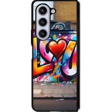 Coque Samsung Galaxy Z Fold5 - Silicone rigide noir Valentine 2025 Love U Tag