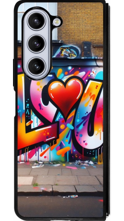 Coque Samsung Galaxy Z Fold5 - Silicone rigide noir Valentine 2025 Love U Tag
