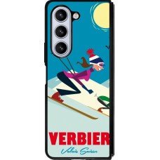 Coque Samsung Galaxy Z Fold5 - Silicone rigide noir Verbier Ski Downhill
