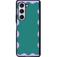 Coque Samsung Galaxy Z Fold5 - Silicone rigide noir Wavy Rectangle Green Purple