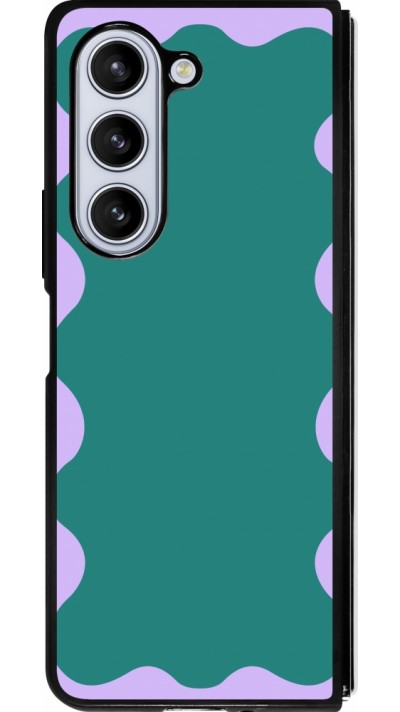 Coque Samsung Galaxy Z Fold5 - Silicone rigide noir Wavy Rectangle Green Purple