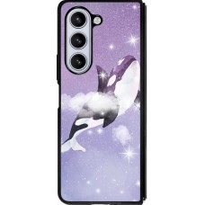 Coque Samsung Galaxy Z Fold5 - Silicone rigide noir Whale in sparking stars