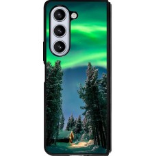 Coque Samsung Galaxy Z Fold5 - Silicone rigide noir Winter 22 Northern Lights