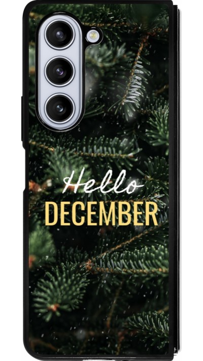 Coque Samsung Galaxy Z Fold5 - Silicone rigide noir Winter 25 Winter hello december