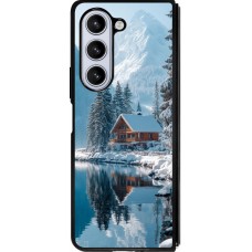 Samsung Galaxy Z Fold5 Case Hülle - Silikon schwarz Winter 25 Winter house forest day