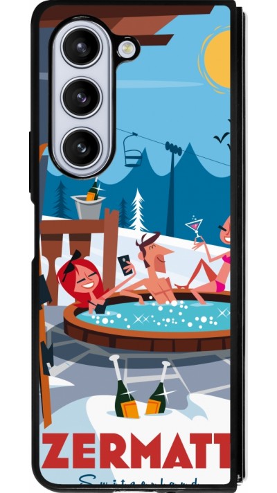 Coque Samsung Galaxy Z Fold5 - Silicone rigide noir Zermatt Mountain Jacuzzi