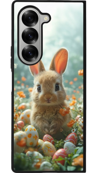 Coque Samsung Galaxy Z Fold6 - Silicone rigide noir Easter 2026 Rabbit in the garden