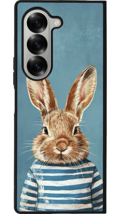 Coque Samsung Galaxy Z Fold6 - Silicone rigide noir Easter 2026 Rabbit navy