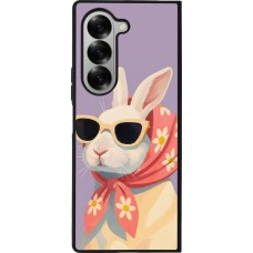 Coque Samsung Galaxy Z Fold6 - Silicone rigide noir Easter 2026 Rabbit with scarf