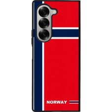 Coque Samsung Galaxy Z Fold6 - Silicone rigide noir Maillot de football Norvège 2026 personnalisable
