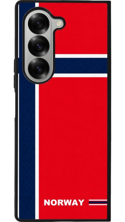 Coque Samsung Galaxy Z Fold6 - Silicone rigide noir Maillot de football Norvège 2026 personnalisable