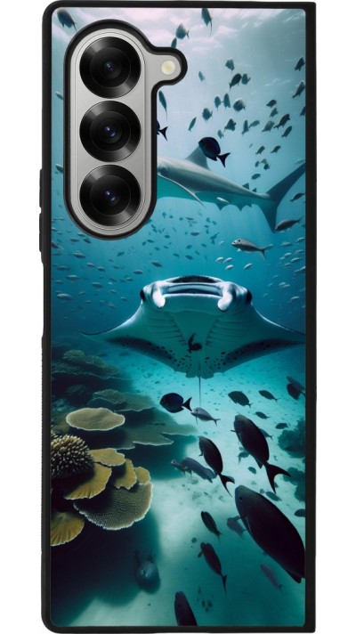 Coque Samsung Galaxy Z Fold6 - Silicone rigide noir Manta Lagon Nettoyage
