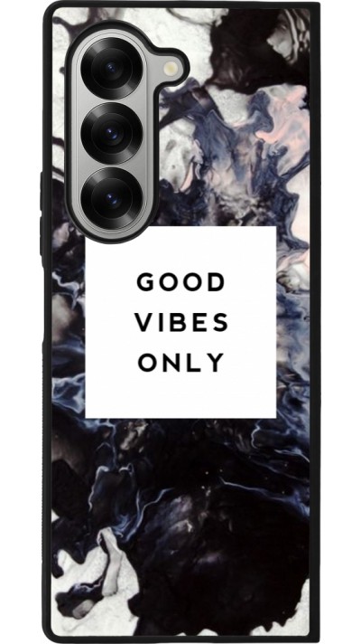 Coque Samsung Galaxy Z Fold6 - Silicone rigide noir Marble Good Vibes Only