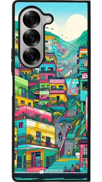 Coque Samsung Galaxy Z Fold6 - Silicone rigide noir Medellin Comuna 13 Art