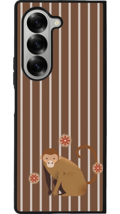 Coque Samsung Galaxy Z Fold6 - Silicone rigide noir Monkey with stripes