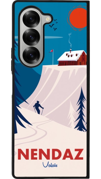 Coque Samsung Galaxy Z Fold6 - Silicone rigide noir Nendaz Cabane Ski