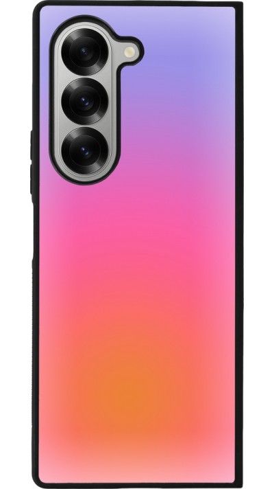 Coque Samsung Galaxy Z Fold6 - Silicone rigide noir Orange Pink Blue Gradient