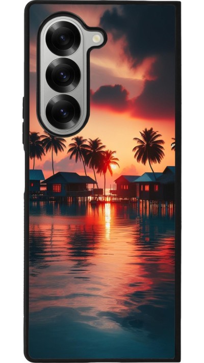 Coque Samsung Galaxy Z Fold6 - Silicone rigide noir Paradis Maldives