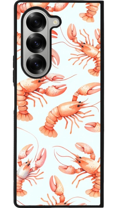 Coque Samsung Galaxy Z Fold6 - Silicone rigide noir Pattern de homards pastels
