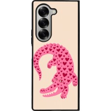 Coque Samsung Galaxy Z Fold6 - Silicone rigide noir Pink crocodile 2026