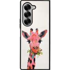 Coque Samsung Galaxy Z Fold6 - Silicone rigide noir Pink Girafe Paint