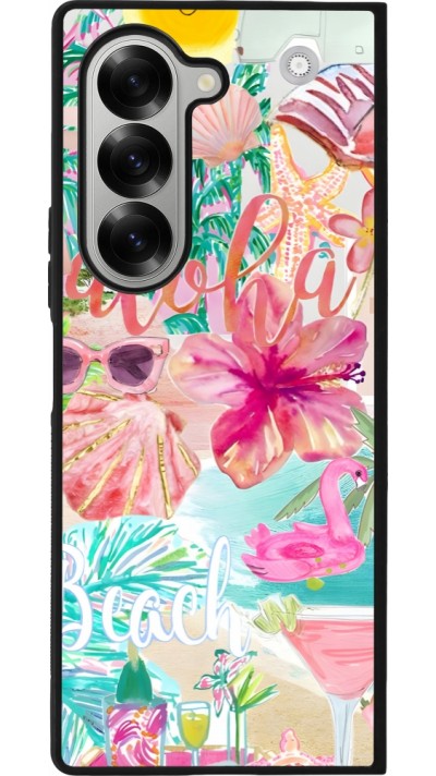 Coque Samsung Galaxy Z Fold6 - Silicone rigide noir Preppy Collage Aloha