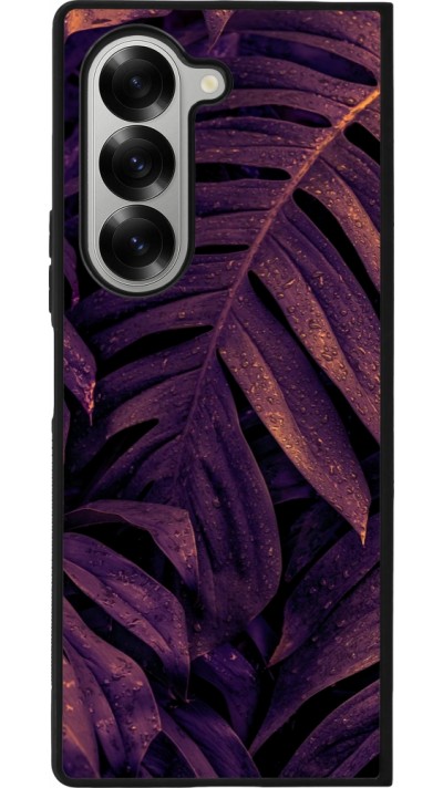 Coque Samsung Galaxy Z Fold6 - Silicone rigide noir Purple Light Leaves