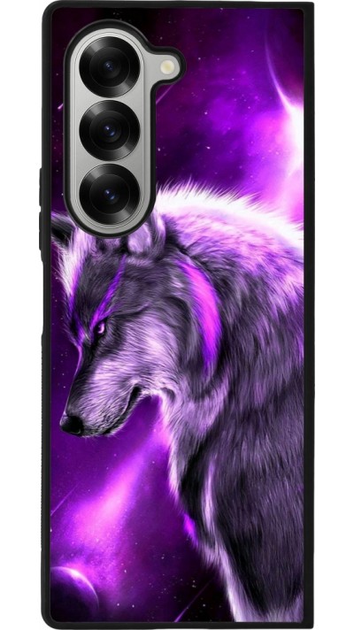 Coque Samsung Galaxy Z Fold6 - Silicone rigide noir Purple Sky Wolf