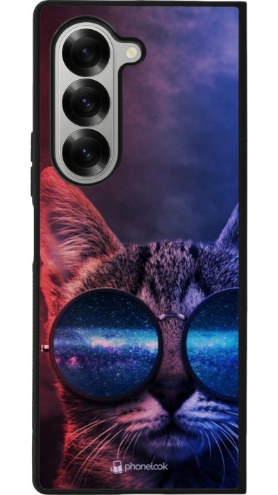 Coque Samsung Galaxy Z Fold6 - Silicone rigide noir Red Blue Cat Glasses