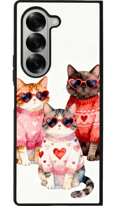 Coque Samsung Galaxy Z Fold6 - Silicone rigide noir Saint Valentines Day 26 Cat Love
