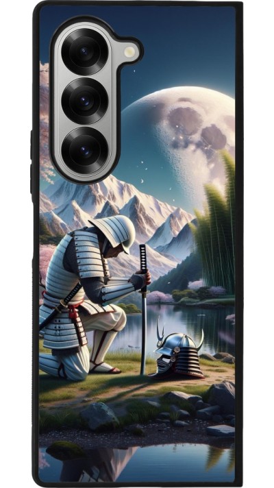 Coque Samsung Galaxy Z Fold6 - Silicone rigide noir Samurai Katana Lune