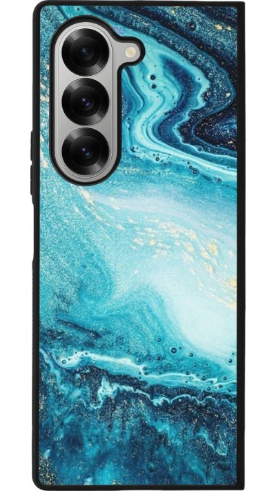 Coque Samsung Galaxy Z Fold6 - Silicone rigide noir Sea Foam Blue