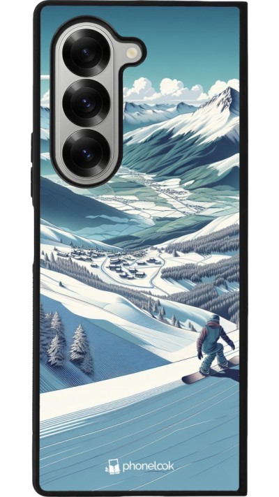 Samsung Galaxy Z Fold6 Case Hülle - Silikon schwarz Snowboarder Berg