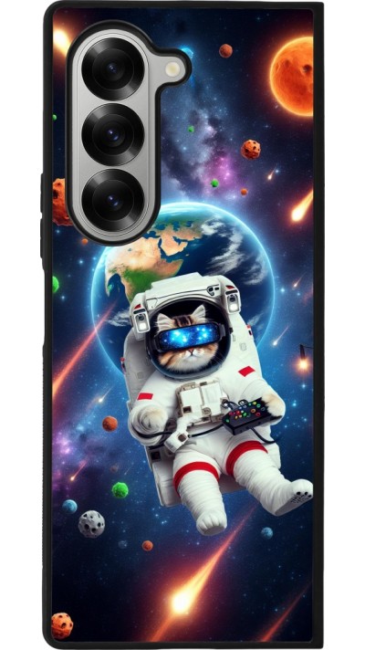 Coque Samsung Galaxy Z Fold6 - Silicone rigide noir VR SpaceCat Odyssey