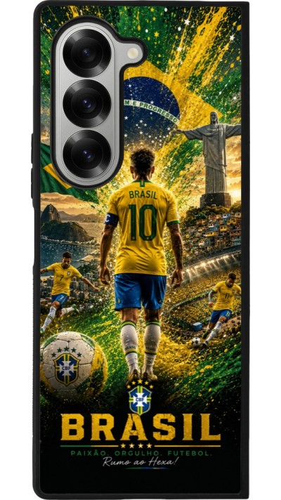 Samsung Galaxy Z Fold6 Case Hülle - Silikon schwarz Fussball Brasilien splash 2026