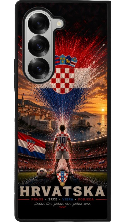 Samsung Galaxy Z Fold6 Case Hülle - Silikon schwarz Fussball Kroatien splash 2026