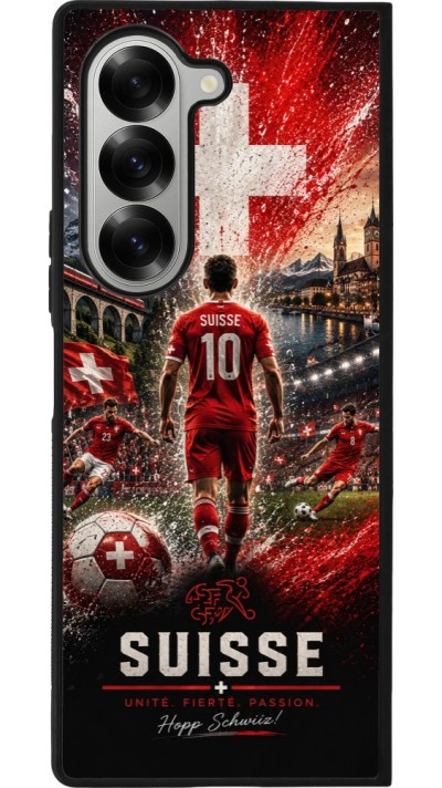 Samsung Galaxy Z Fold6 Case Hülle - Silikon schwarz Fussball Suisse splash 2026